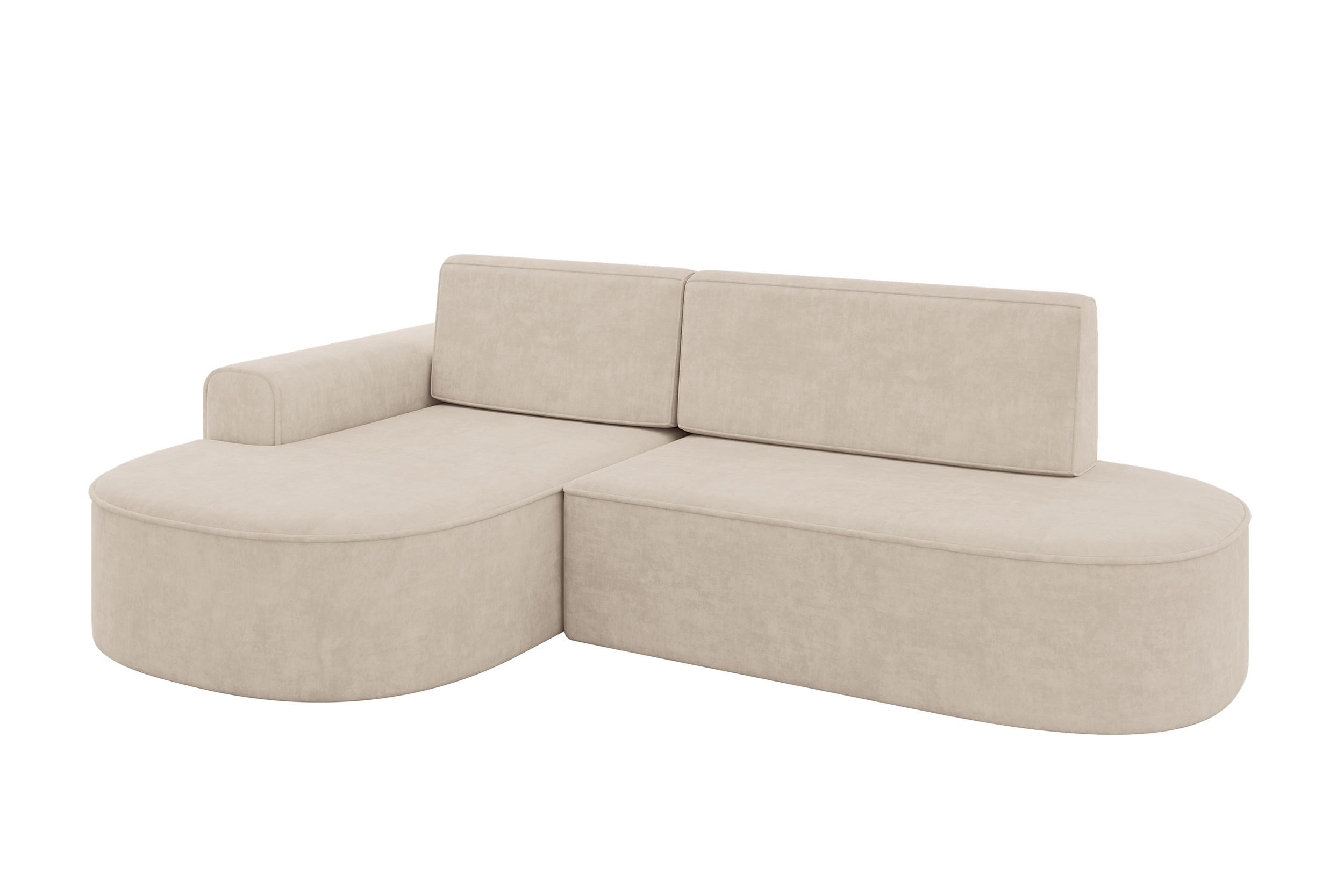 ECKSOFA mit Schlaffunktion und Bettkasten Ottomane Links MARI-L1-S - 283x167x73 cm Beige Velours - Sandfarben/Schwarz, Holzwerkstoff/Kunststoff (283/167cm) - ALTDECOR