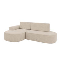 ECKSOFA mit Schlaffunktion und Bettkasten Ottomane Links MARI-L1-S - 283x167x73 cm Beige Velours - Sandfarben/Schwarz, Holzwerkstoff/Kunststoff (283/167cm) - ALTDECOR