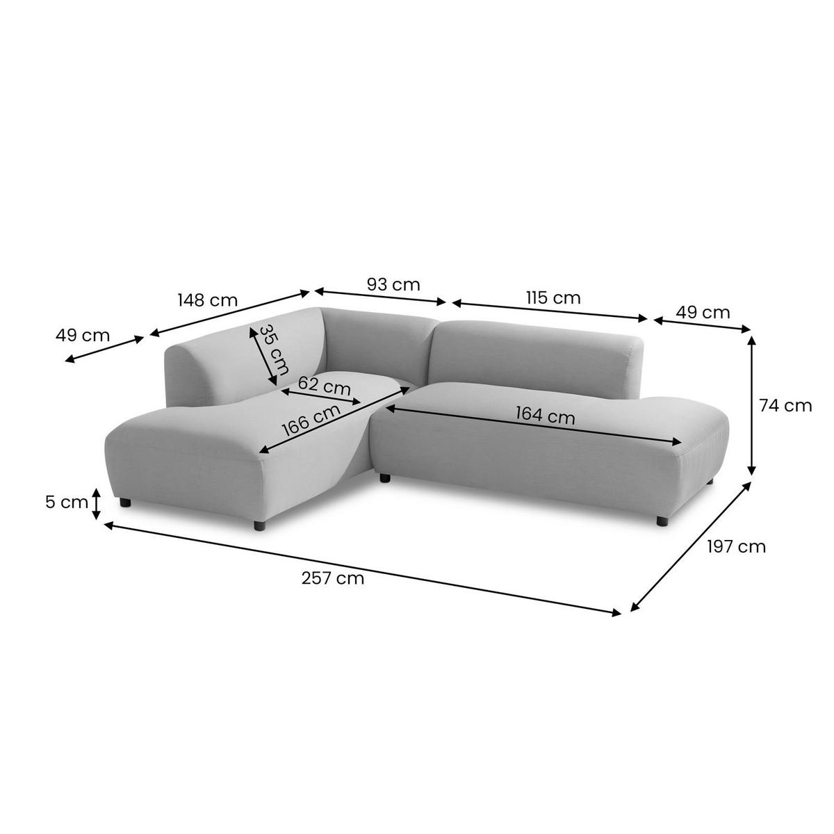 GARTENSOFA CALABRIA hellgrau - Hellgrau, Kunststoff (251/74/193cm) - IDIMEX
