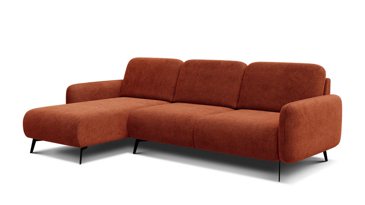 ECKSOFA FEBE 4-Sitzer links, dunkelorange - Dunkelorange/Schwarz, Holz/Textil (264/157cm) - Courtois Laville