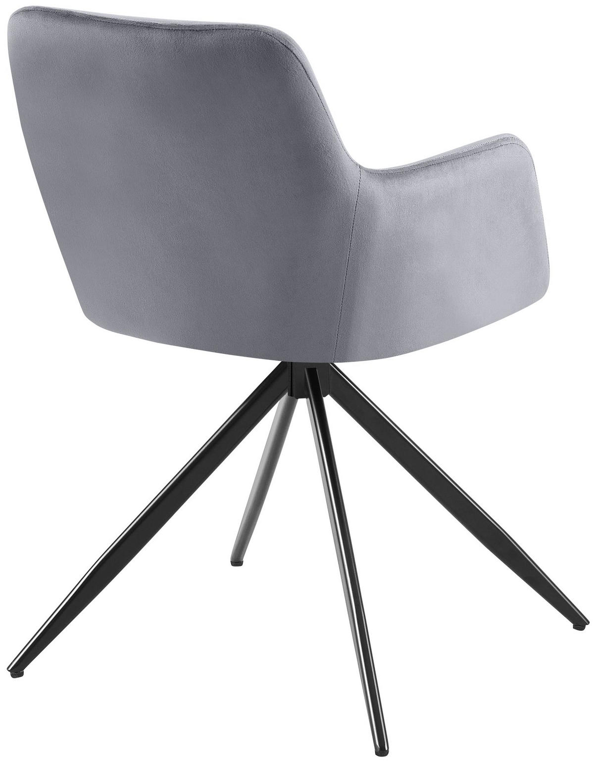 ARMLEHNENSTUHL Samt dunkelgrau - Dunkelgrau/Schwarz, Textil/Metall (56/81/62cm) - CLP