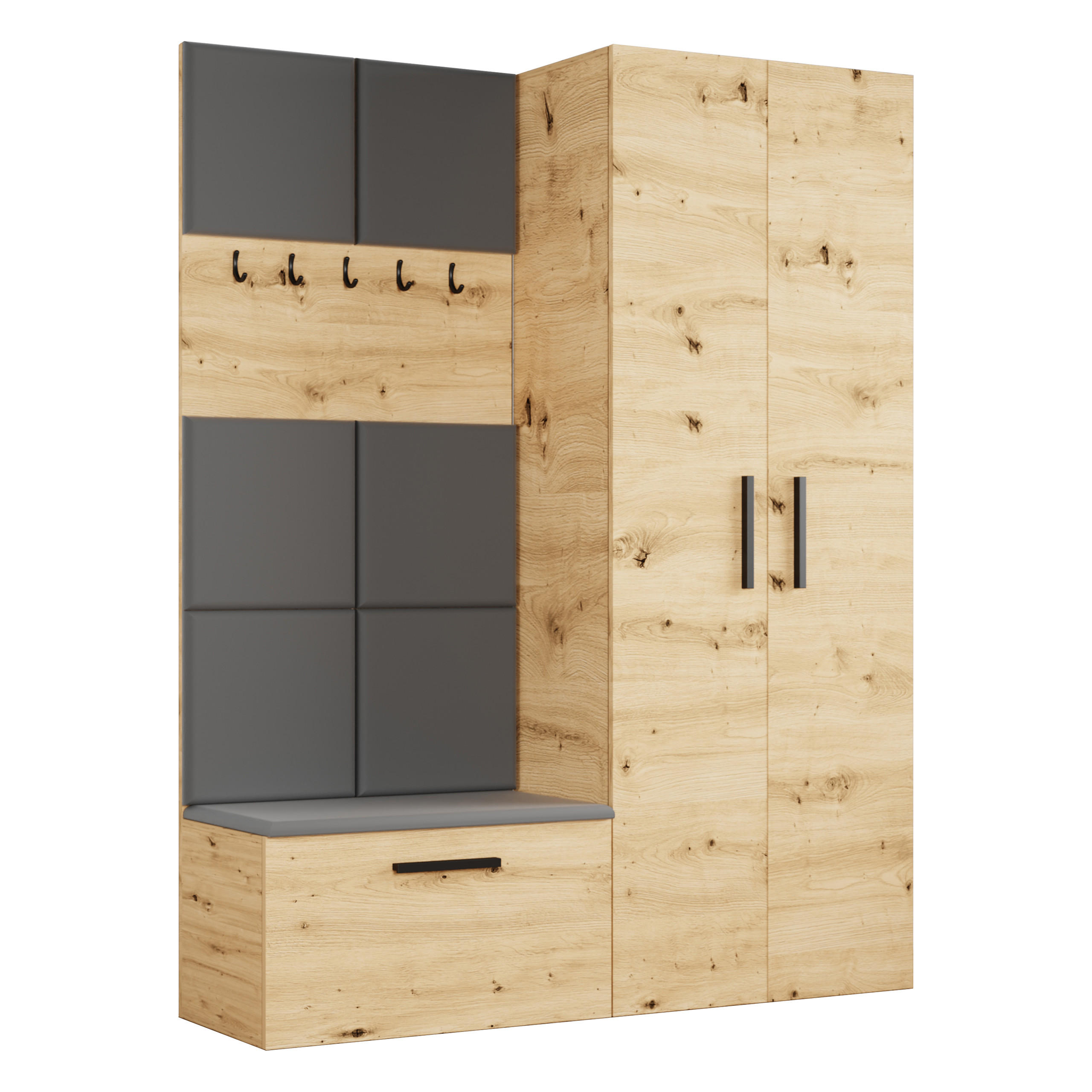 Masseno Garderobenschrank Eiche Artisan 160.6x204x40 cm