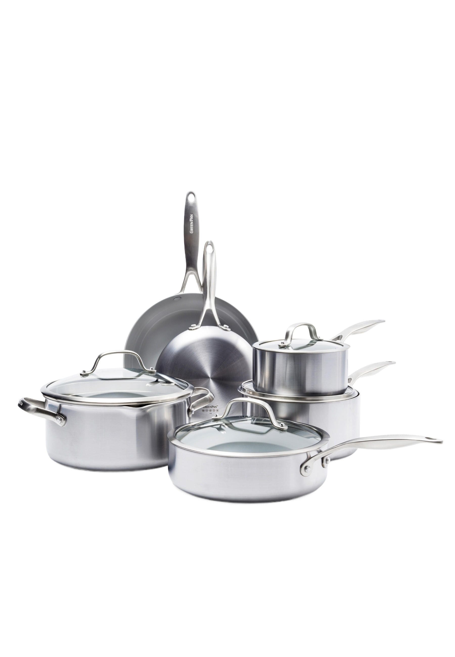 KOCHGESCHIRR-SET Venice Pro Evershine 10er Set - Silberfarben, Metall - GreenPan