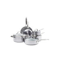 KOCHGESCHIRR-SET Venice Pro Evershine 10er Set - Silberfarben, Metall - GreenPan