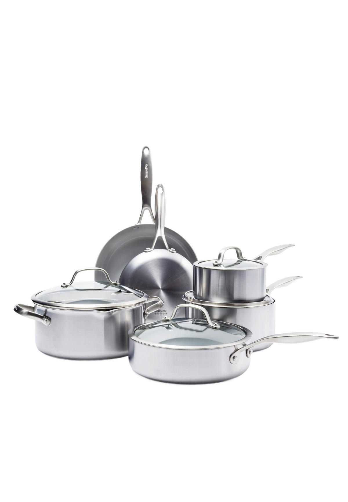 KOCHGESCHIRR-SET Venice Pro Evershine 10er Set - Silberfarben, Metall - GreenPan