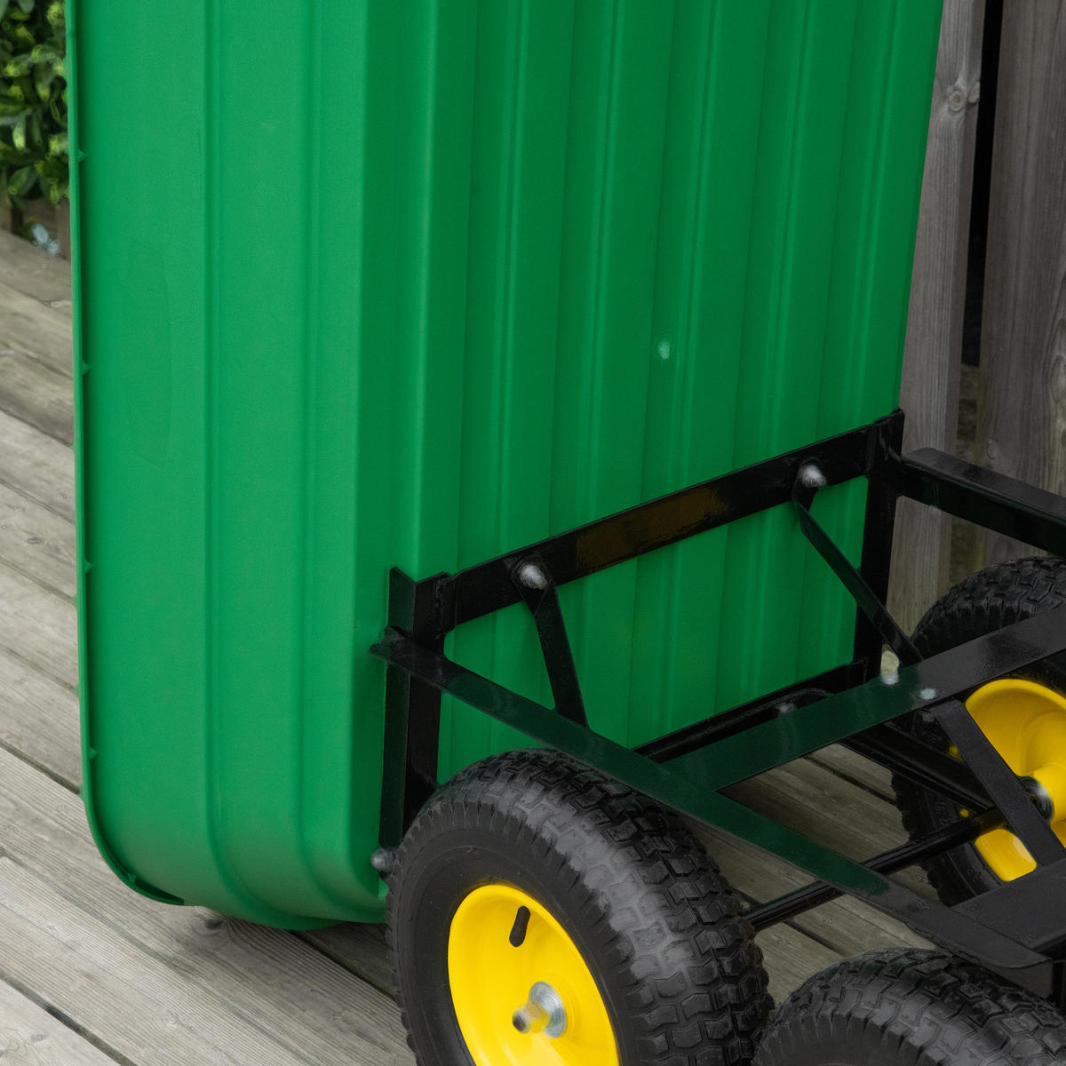 GARTENWAGEN DE-17573 125 L Kippmulde, 200 kg, 4 Luftreifen Gelb/Grün - Grün, Kunststoff (58/102/118cm) - ComfortXL