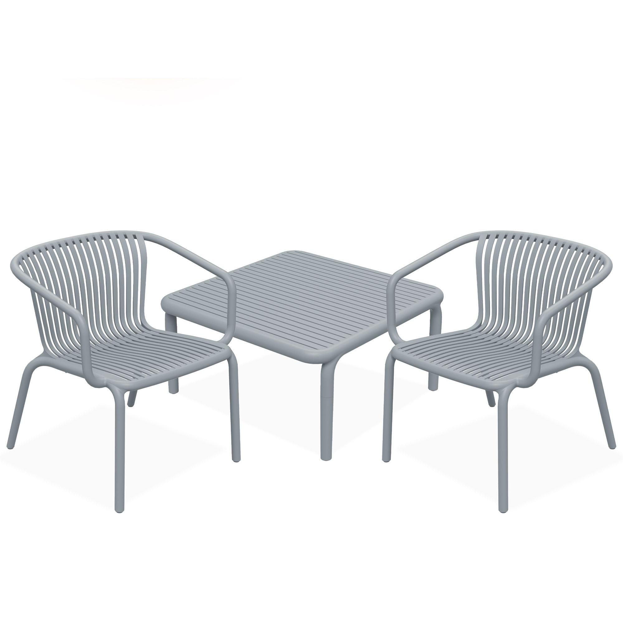 GARTEN ESSGRUPPE FICCARI, Gartenmöbel-Set 3-tlg, Grau - Grau, Kunststoff - KONSIMO®