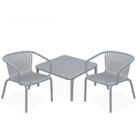 GARTEN ESSGRUPPE FICCARI, Gartenmöbel-Set 3-tlg, Grau - Grau, Kunststoff - KONSIMO®