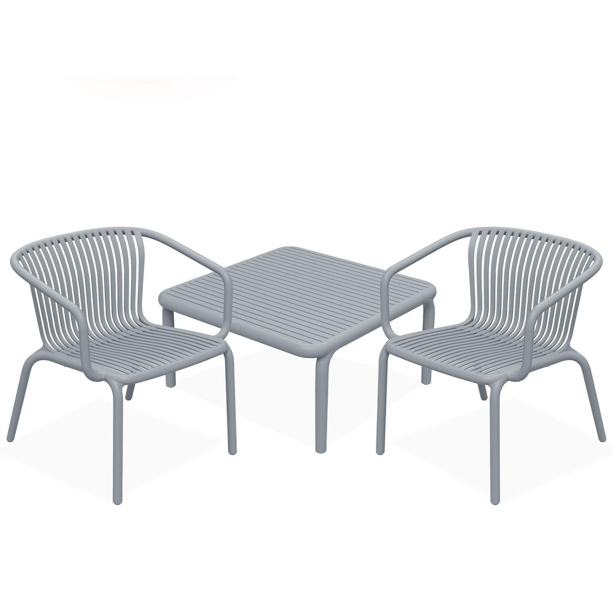 GARTEN ESSGRUPPE FICCARI, Gartenmöbel-Set 3-tlg, Grau - Grau, Kunststoff - KONSIMO®