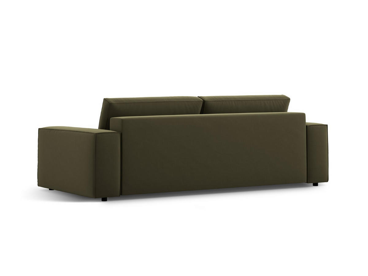 SOFA ausklappbar mit Bettkasten Jodie aus Samt grün 3 Sitzplätze - Grün, Textil (107/86/247cm) - Micadoni