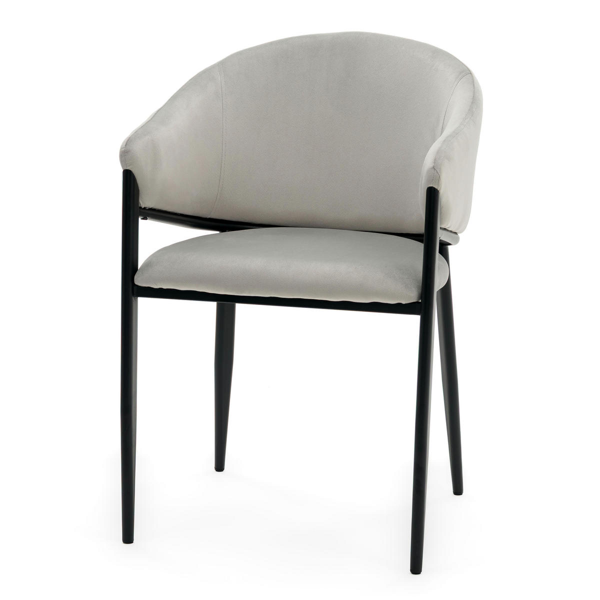 STUHL BUENO gespolsterter - hellgrau - Glamour Velour Samt - Hellgrau/Schwarz, Textil/Metall (57/81/59cm) - NEW HOME