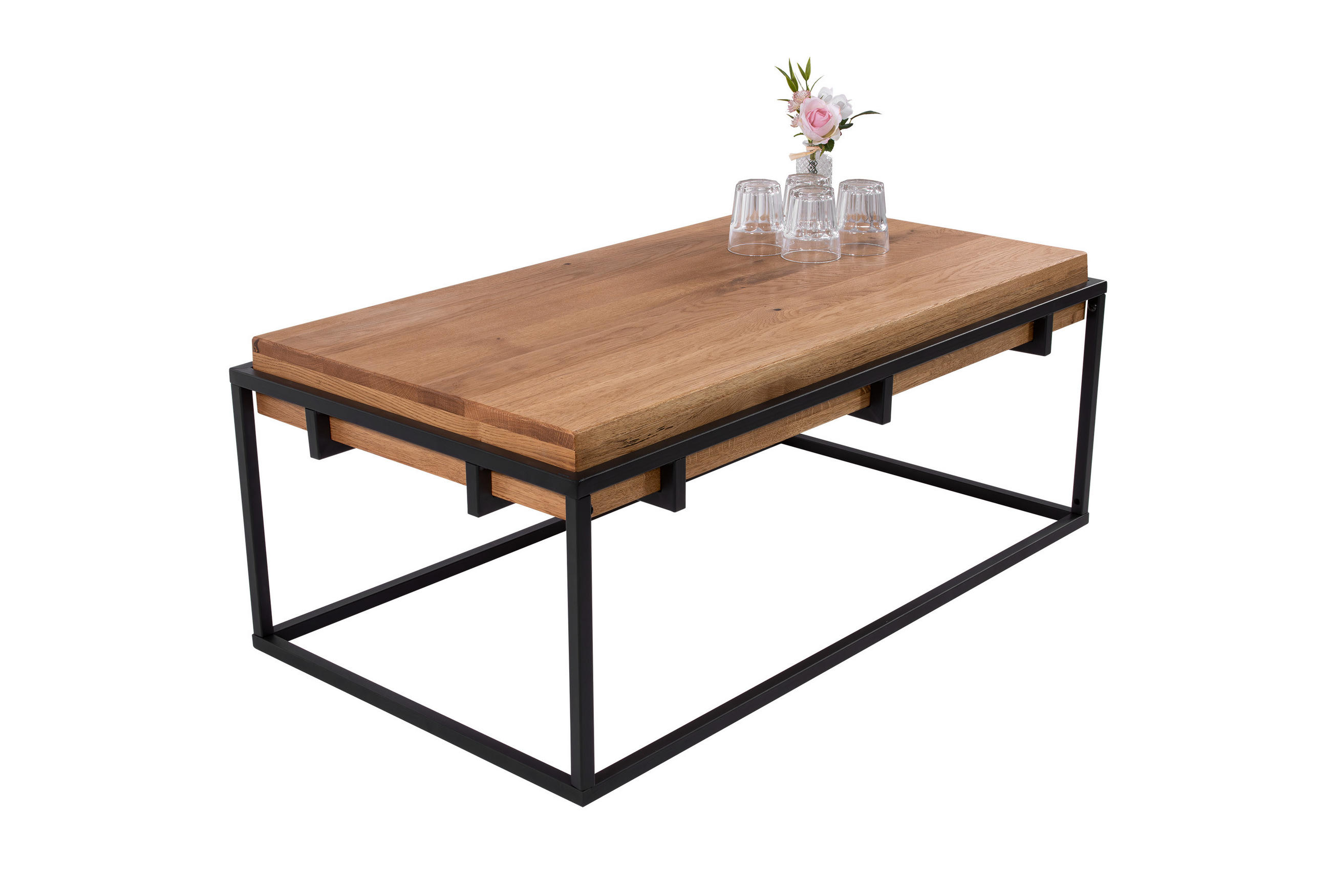 COUCHTISCH RETTKE - Beige/Schwarz, Holz/Metall (60/110/40cm) - SAM