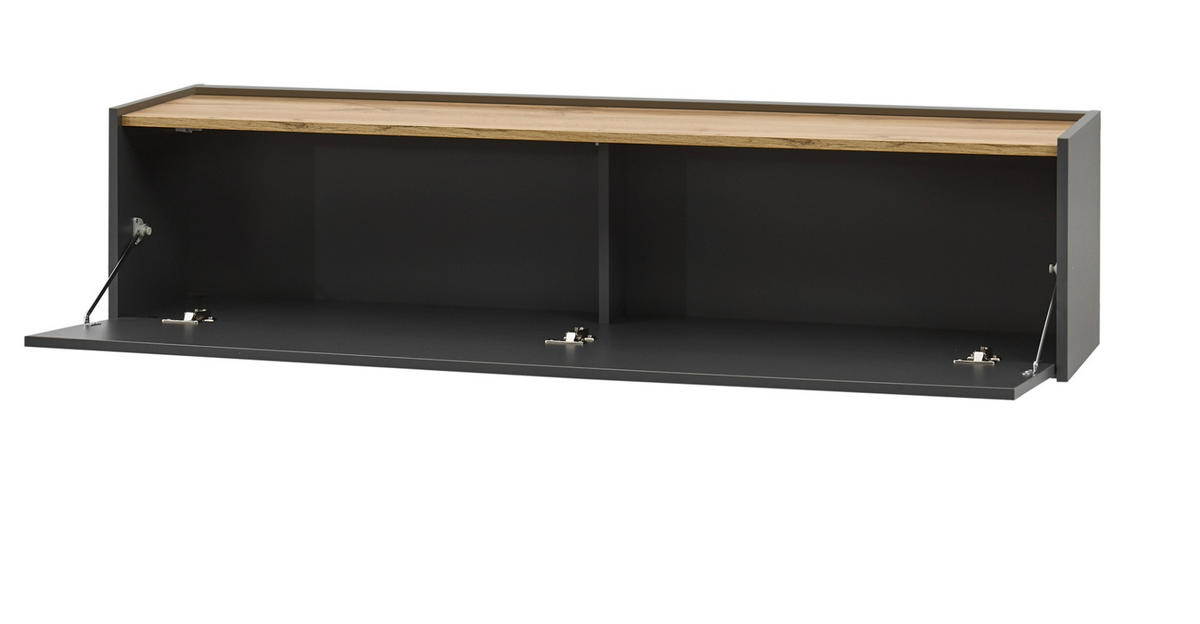 WOHNWAND 5-teilig grau matt, Eiche Wotan 340 cm, Schrankwand hängend - Eiche Wotan/Grau, Holz/Holzwerkstoff (340/180/30cm) - Furn.Design