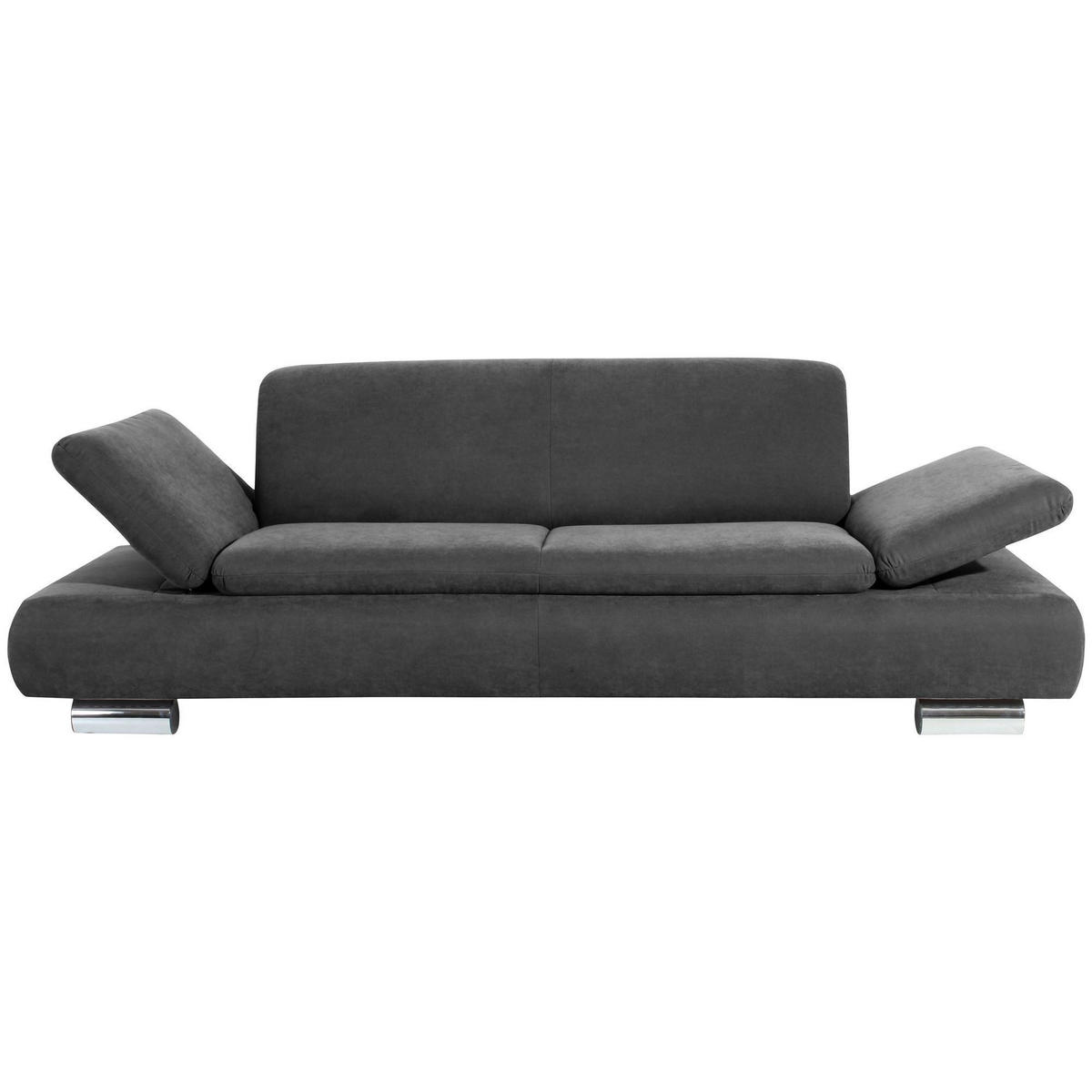 SOFA 2,5-Sitzer Kaye Bezug Veloursstoff Metallfuß verchromt / anthrazit - Anthrazit, Kunststoff (221/76/90cm) - 58aufmkessel