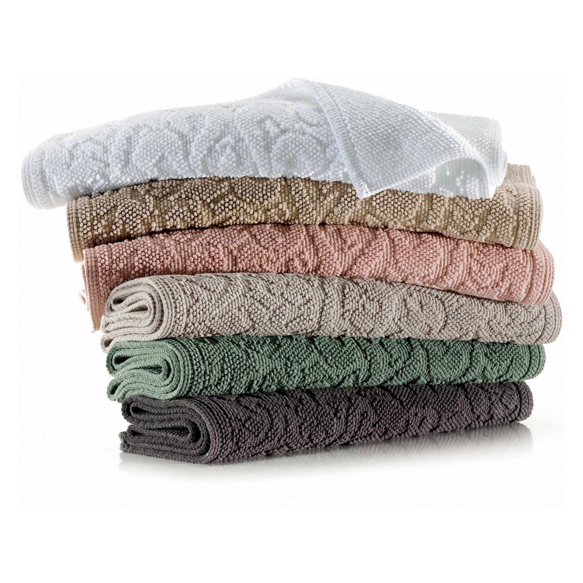 BADEMATTE Gilda perlweiß 54 x 64 cm - Hellgrau, Textil (54/64cm) - Vivaraise