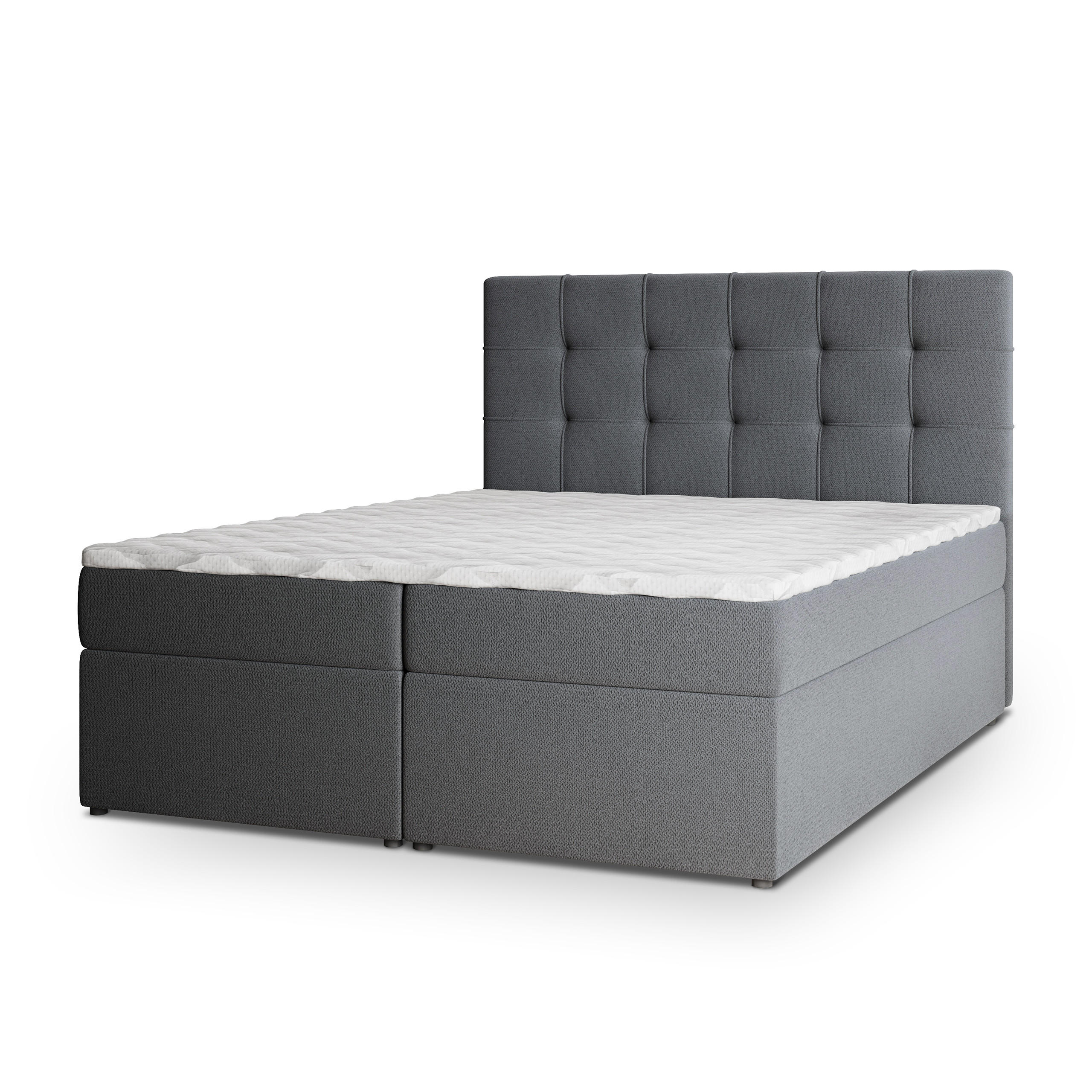 BOXBETT PALMA 160x200 cm mit Matratze und Topper, H2+H3 - Graphitfarben - Graphitfarben, Holz (160/200cm) - MASSENO