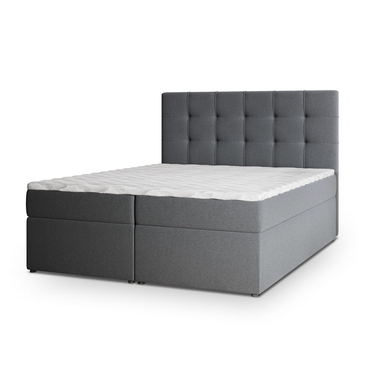 BOXBETT PALMA 180x200 cm mit Matratze und Topper, H2+H3 - Graphitfarben - Graphitfarben, Holz (180/200cm) - MASSENO