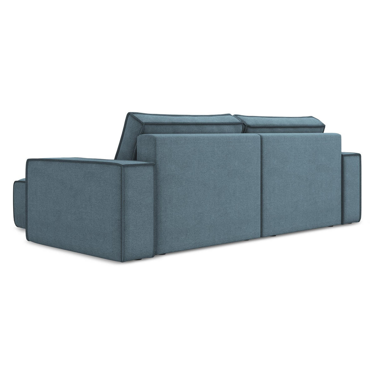 ECKSOFA mit Schlaffunktion Strukturstoff Stoff Blau - Blau/Schwarz, Kunststoff/Textil (257/148cm) - Makamii