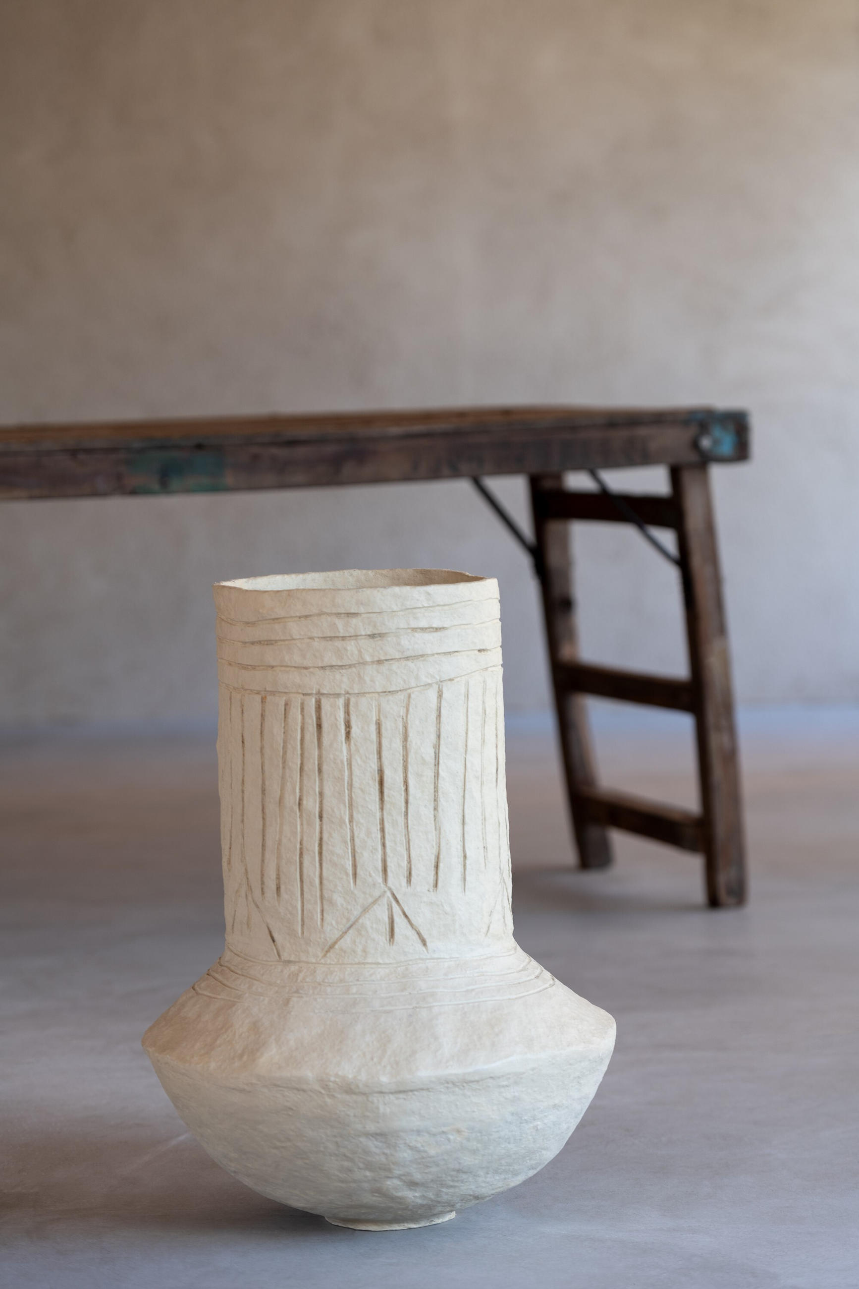 VASE VEDA - Papier - Natürliche - 60 cm hoch - Naturfarben, Papier (60cm) - J-Line