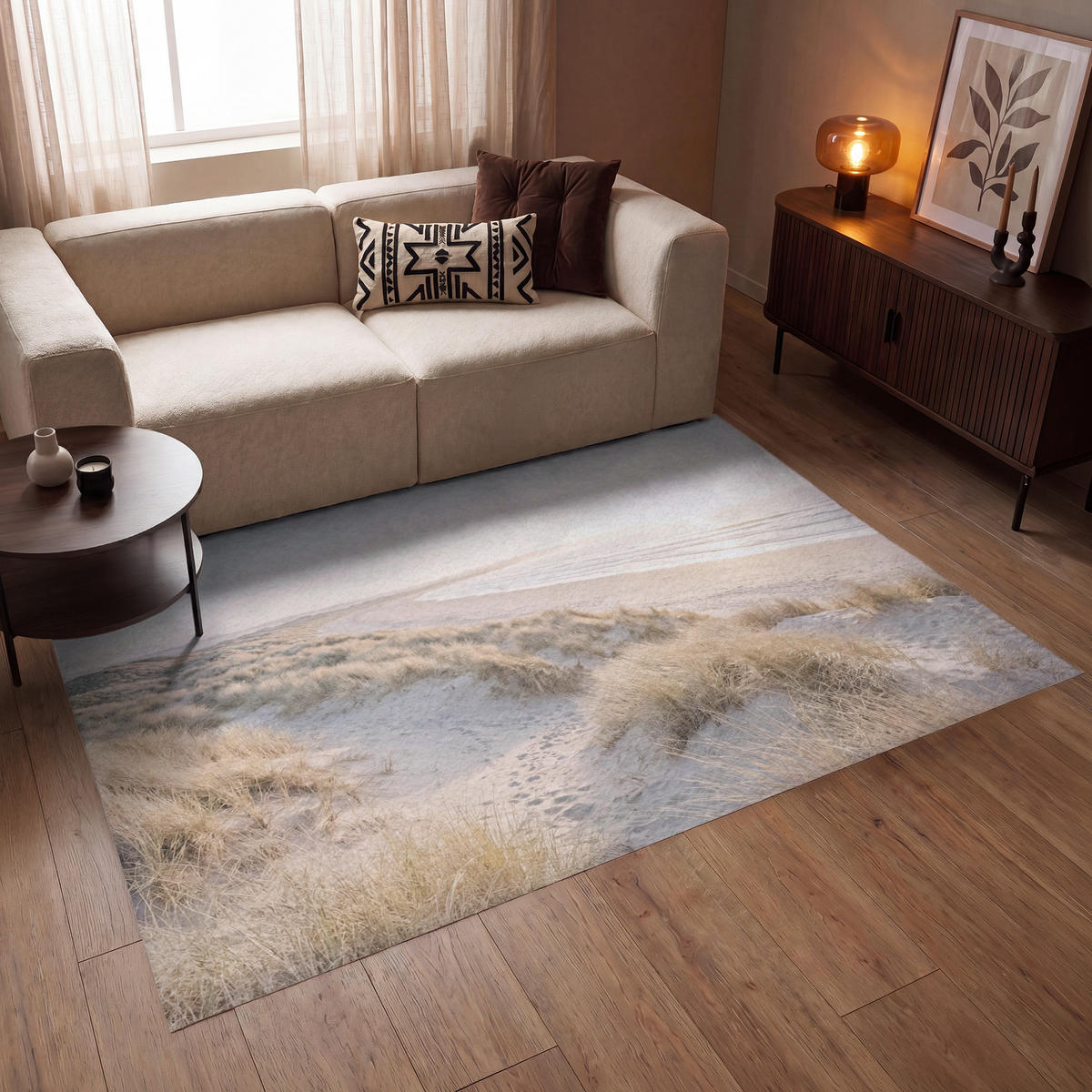 KOBERCE - Duny - Pláž - Béžová - 200x140 cm - piesková, textil/plast (200/0.4cm) - OnlyWow