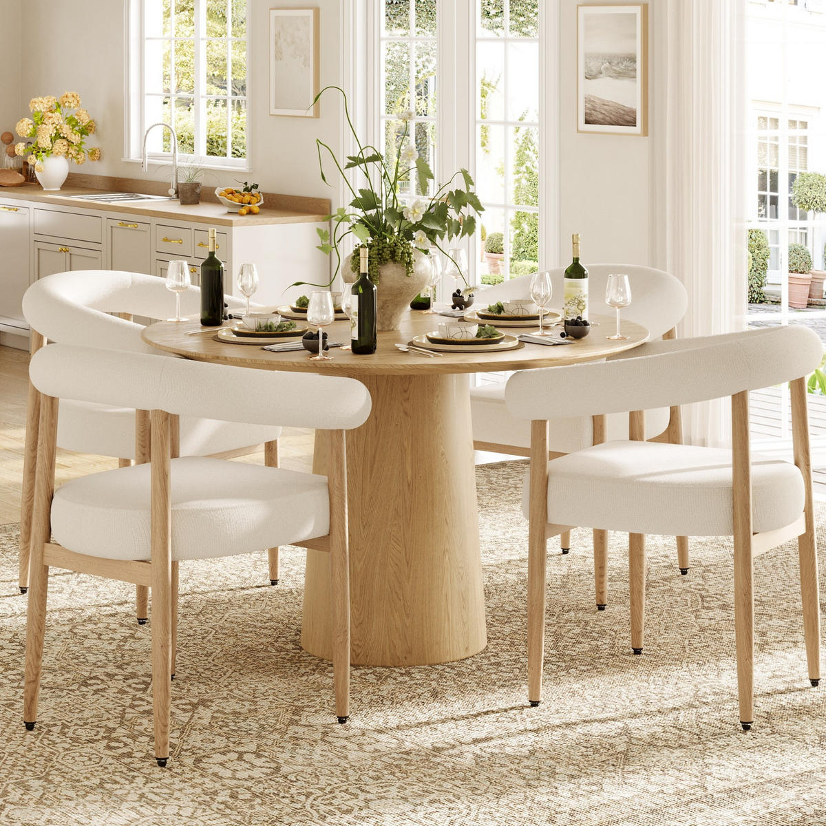 STUHL 4er-Set gepolstert Metallgestell White - Weiß, Holz (40.5/78/48.6cm) - Meubliv