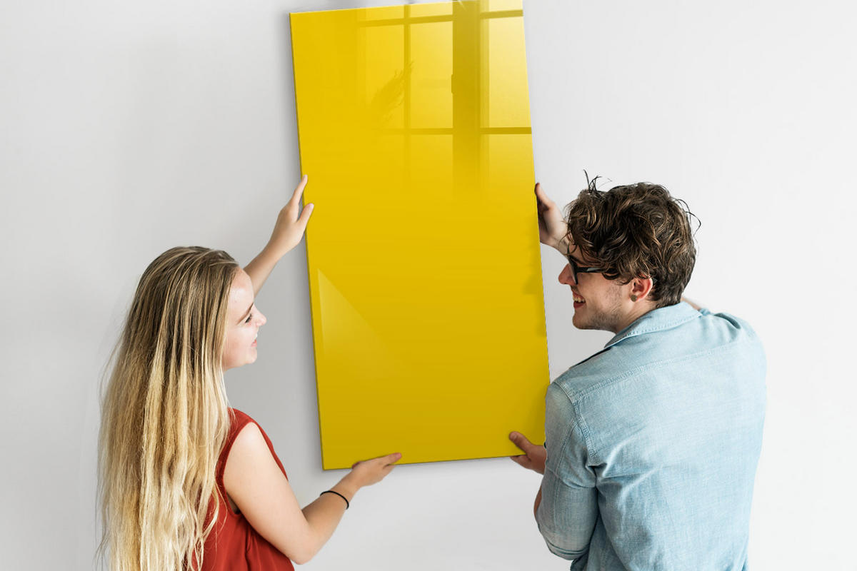 MAGNETTAFEL 60x120 Gelb schwarzer Marker - Gelb, Glas (60/0.4/120cm) - TULUP