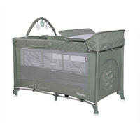 REISEBETT Noemi 2 Ebenen grün Wickelauflage, Spielbogen, Tragetasche, Räder - Grün, Kunststoff (69/127cm) - Lorelli