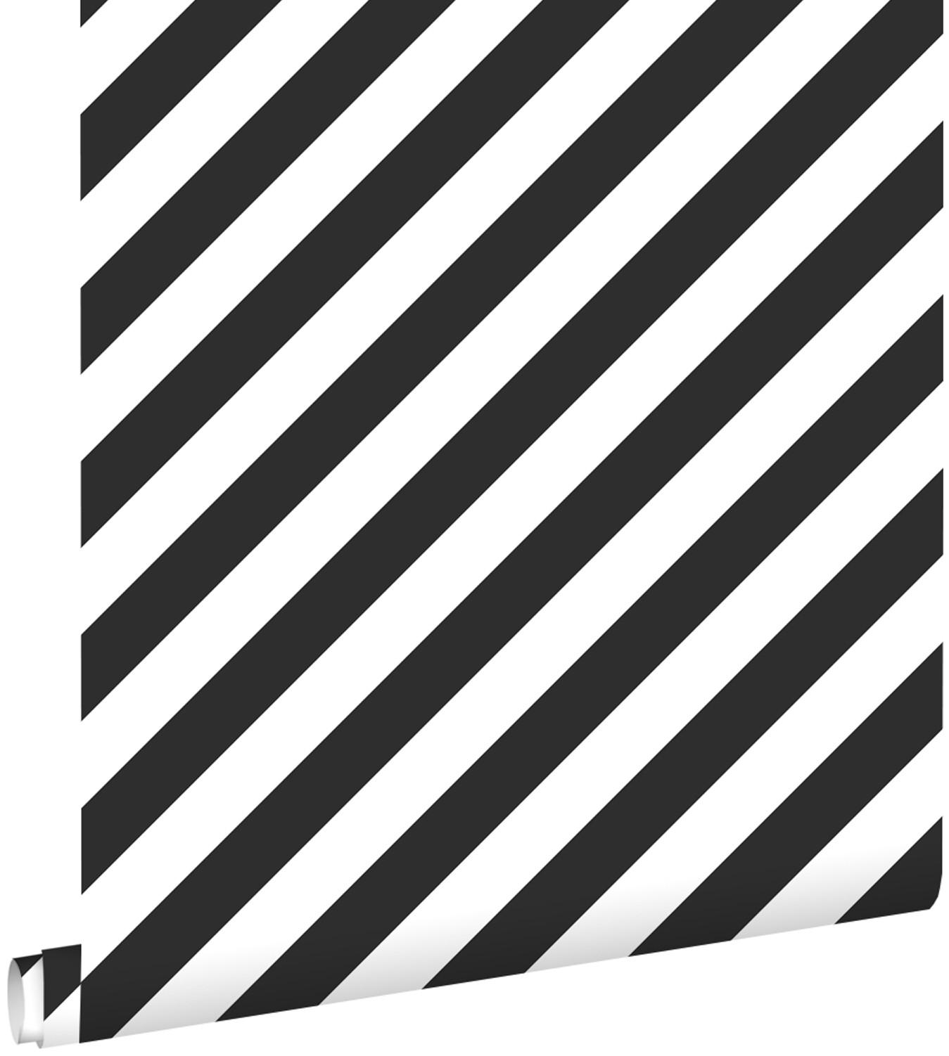 TAPETE Streifen 53 cm x 10.05 m - Schwarz, Papier (53/1000cm) - ESTAhome