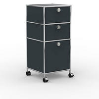 BÜRO-ROLLCONTAINER, Metall, 40 cm, 2 Schubladen + 1 hohe Schublade, Anthrazitgrau - Chromfarben/Silberfarben, Metall (40/87.9/39.7cm) - Versee