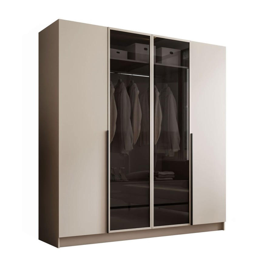 KLEIDERSCHRANK ATRIUM II mit Glasfront - Kaschmir, Holzwerkstoff (200/210/57cm) - Lookway