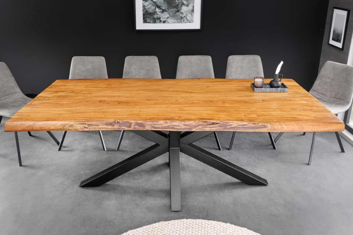 ESSTISCH MAMMUT Akazie 200cm - Schwarz/Braun, Holz/Metall (100/200/77cm) - riess-ambiente