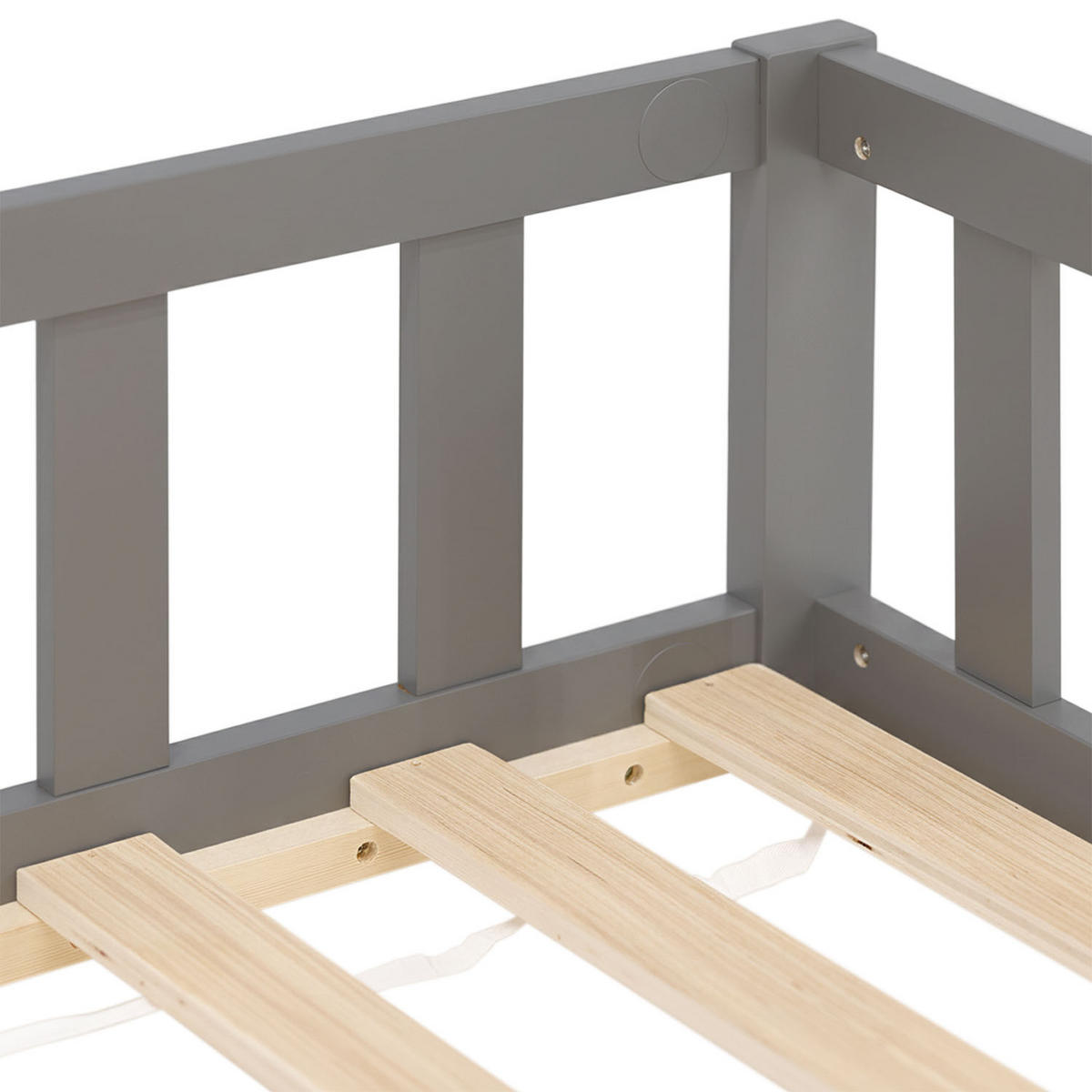 BODENBETT Grau 90x200 cm mit Lattenrost Kind - Grau, Holz (90/200cm) - Homestyle4u