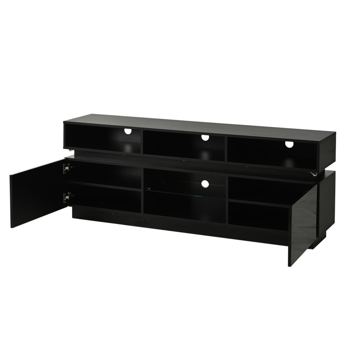 TV-ELEMENT mit LED 160 x 35 x 60 cm MDF Schwarz - Schwarz, Holzwerkstoff (35/60/160cm) - Beauniv