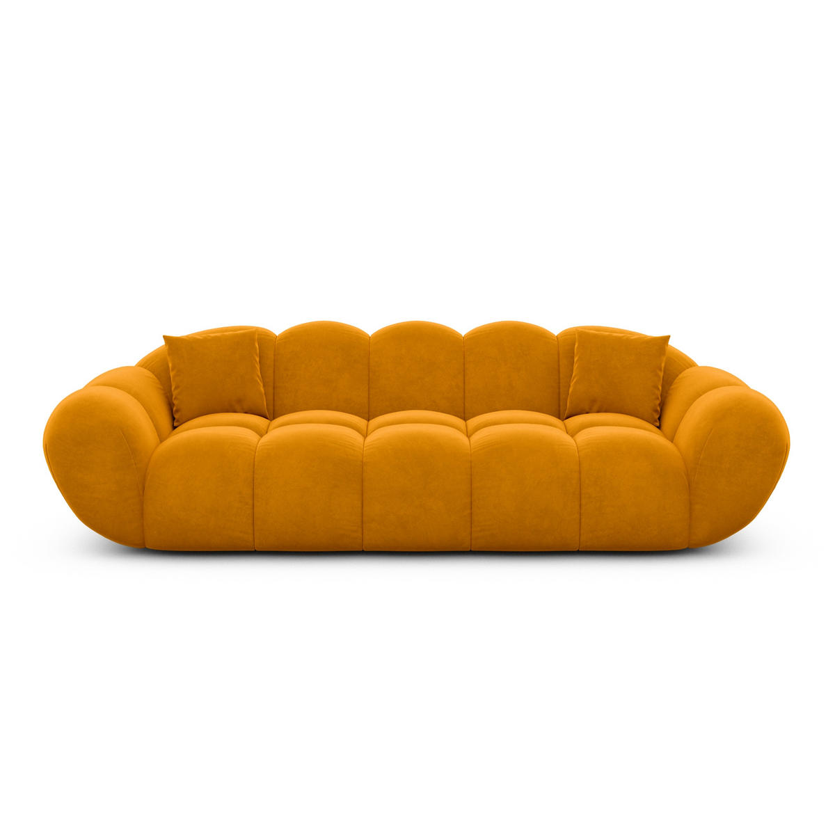 3-SITZER-SOFA Liva Senf Samtstoff - Currygelb, Textil (233/70/93cm) - VAROYAL