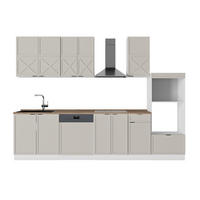 KÜCHENZEILE Fame-Line GrauBeige/Weiß 300 cm mit Hochschrank, AP Eiche - Weiß/Grau, Holzwerkstoff (300/81.6/60cm) - Vicco
