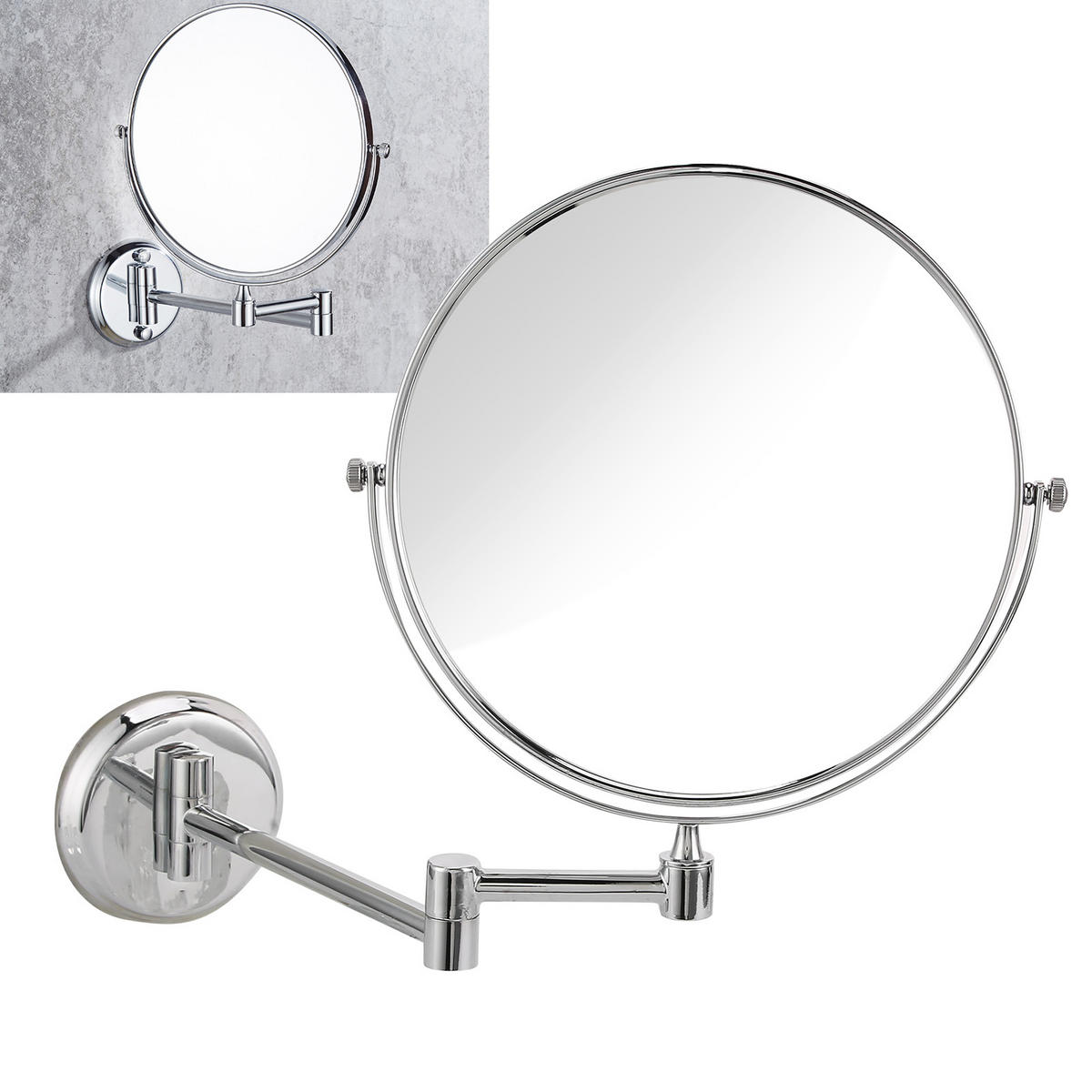 SCHMINKSPIEGEL wandmontiert – Kosmetikspiegel aus galvanisiertem Metall, modern & stilvoll für Badezimmer - Silberfarben, Metall (9/30/29cm) - Ej. Life