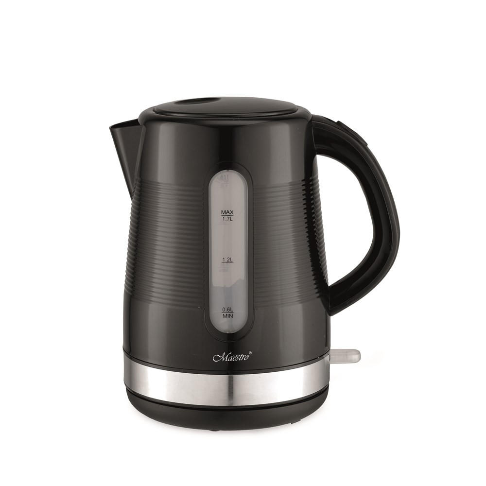 WASSERKOCHER ELEKTRISCH Schwarz 22/16/23.5 cm MR035BLACK - Schwarz, Metall (16/23.5/22cm) - Maestro 