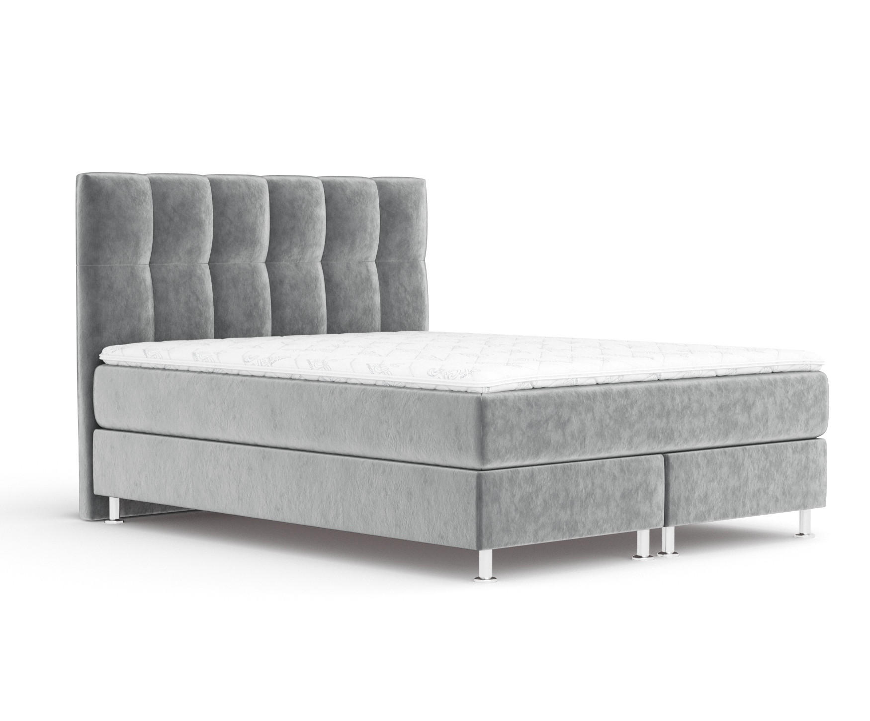 BOXSPRINGBETT Elisio Grau 140/200 cm mit Latex-Topper - Silberfarben/Grau, Holz/Holzwerkstoff (140/200cm) - Maison de Reve
