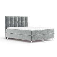 BOXSPRINGBETT Elisio Grau 140/200 cm mit Latex-Topper - Silberfarben/Grau, Holz/Holzwerkstoff (140/200cm) - Maison de Reve