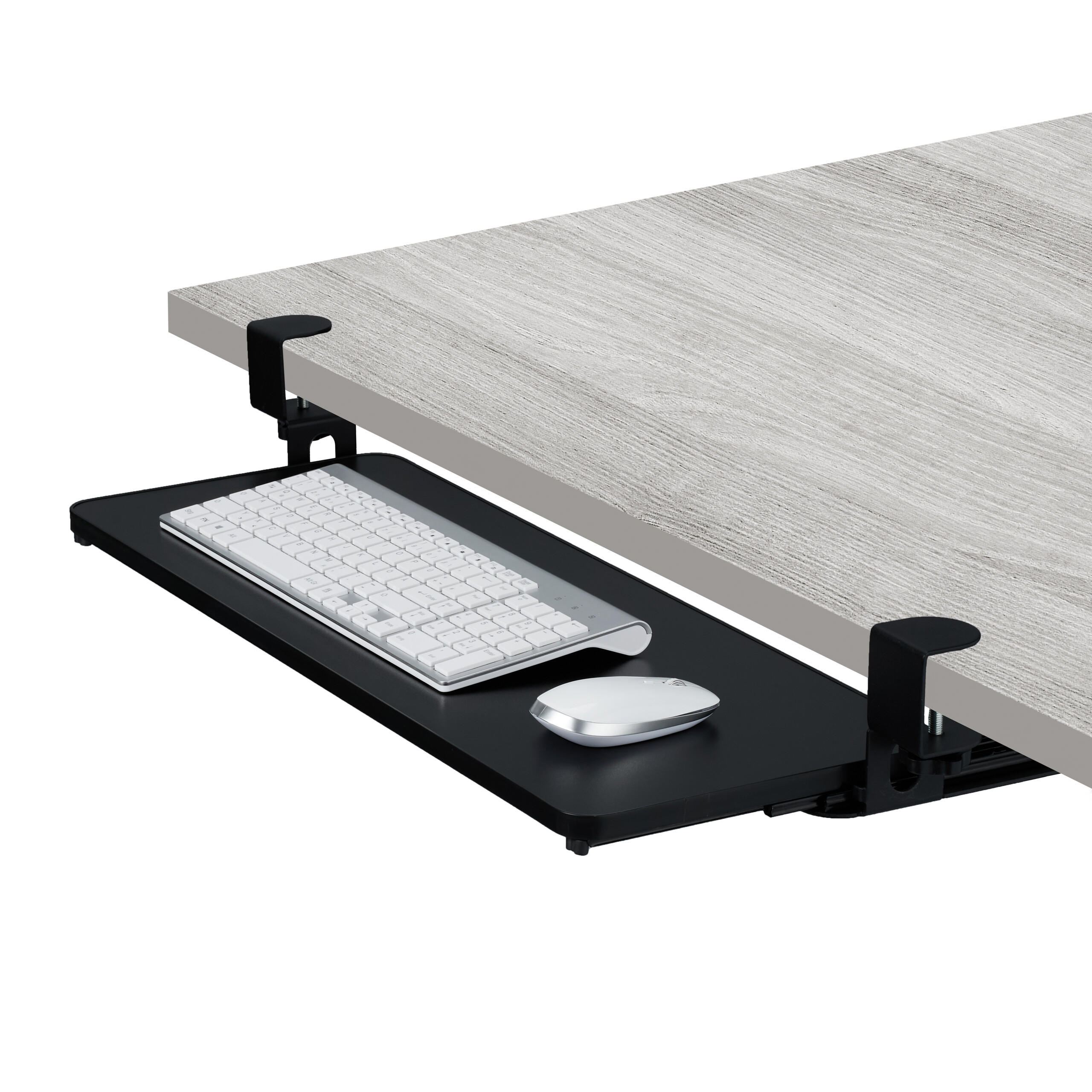 TASTATURABLAGE - Schwarz, Holzwerkstoff/Textil (24/78/11cm) - Relaxdays