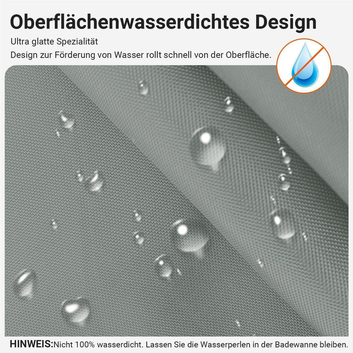 DUSCHVORHANG Grau 240 x 180 cm Textil Wasserabweisend Waschbar - Grau, Textil (240/180cm)