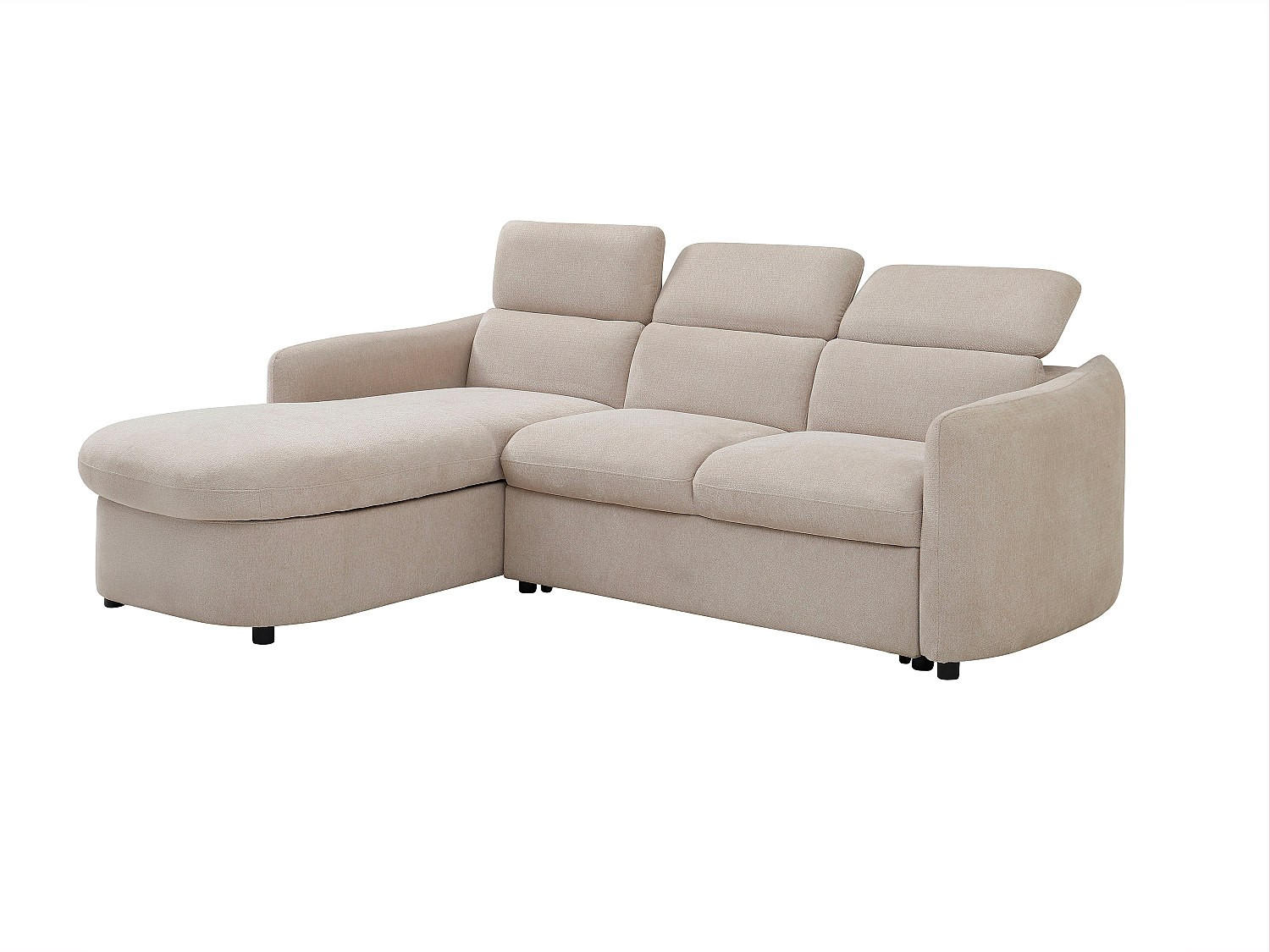 ECKSOFA - Ecke links - Schlafsofa - Stoff - Beige - RAVIELA - Beige, Textil (186/238cm) - Vente-Unique