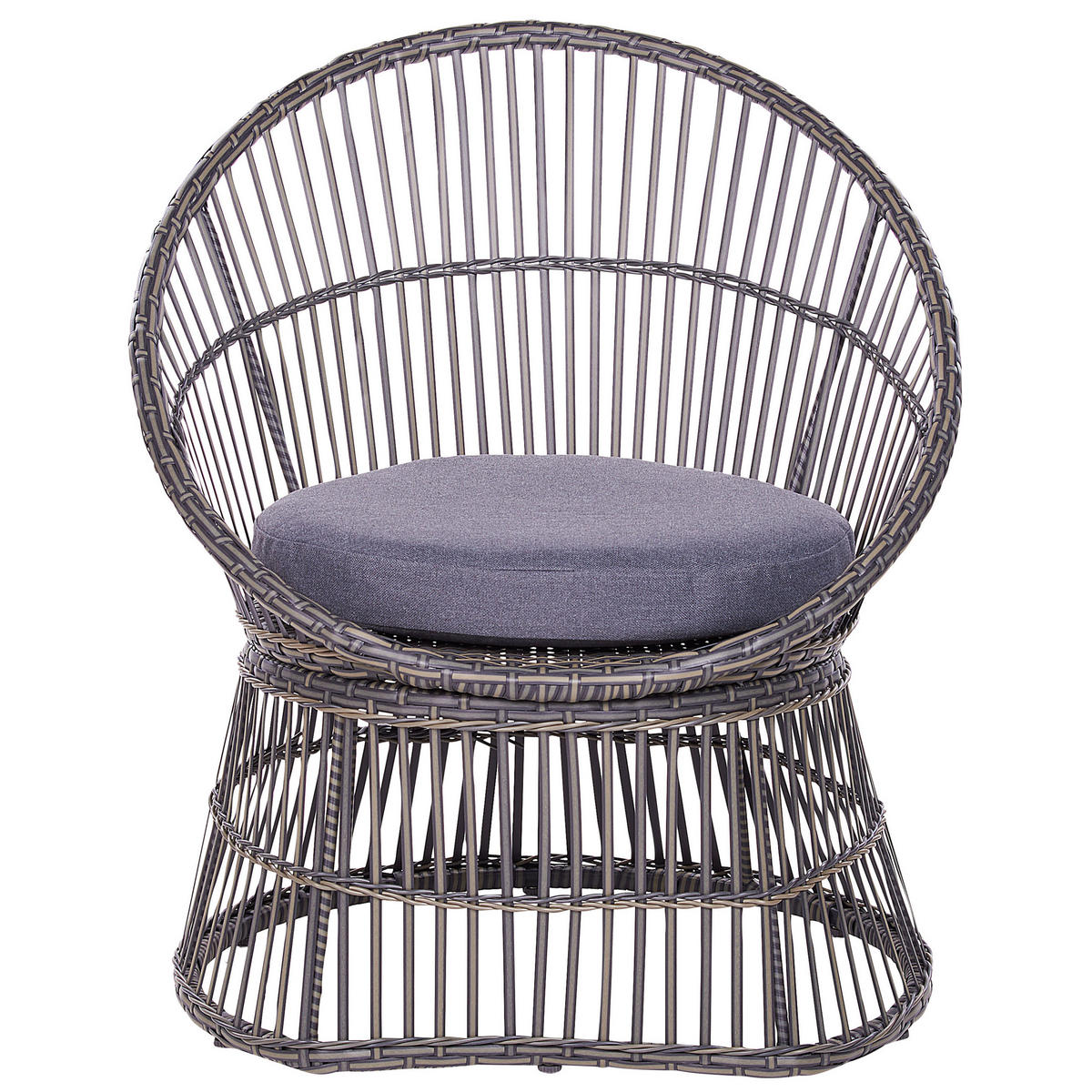 BALKONSET 2-Sitzer Rattan taupe Auflagen dunkelgrau Mesyna - Beige/Grau, Kunststoff/Textil - Beliani