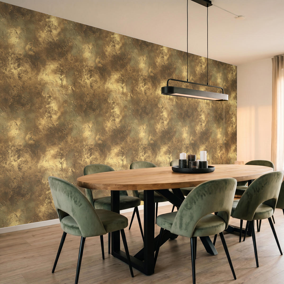TAPETE - Antik - Metallic-Look - Gold - 450x220 cm - Messingfarben, Papier (450/220cm) - OnlyWow