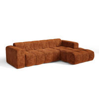 ECKSOFA rechtwinklig BLOOM Geprägter Samt Terrakotta 290cm - Dunkelorange/Terracotta, Textil (290/164cm) - Premium Interiors