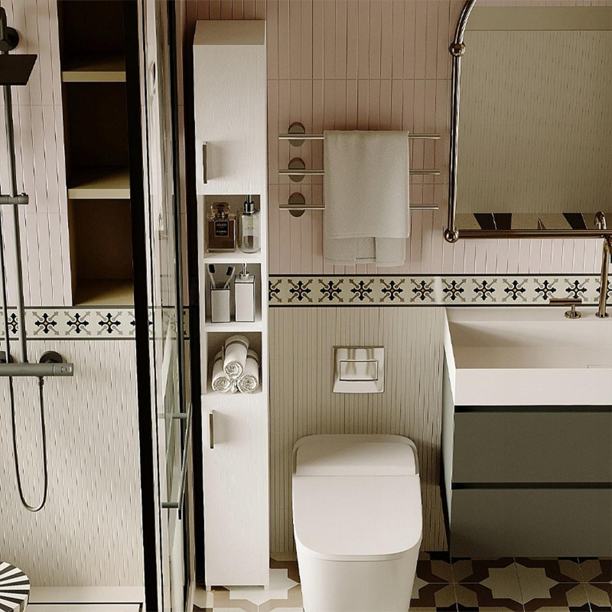 BADEZIMMERSCHRANK, weiß 21/26/182 cm - Weiß, Holzwerkstoff (21/182/26cm)