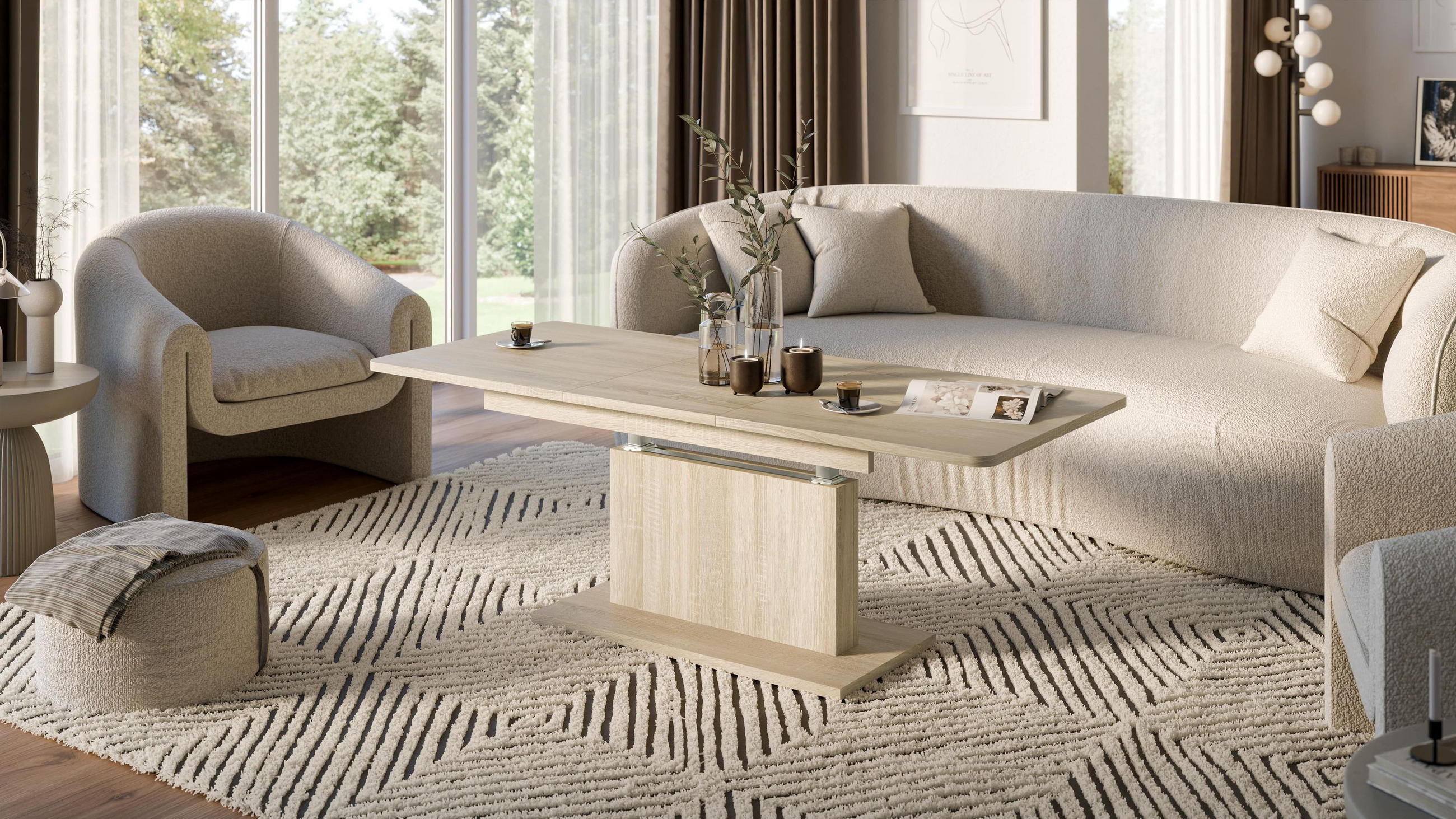 COUCHTISCH rechteckig Sonoma Eiche 126/70/58 cm - Sonoma Eiche, Holzwerkstoff (70/126/58cm) - designimpex