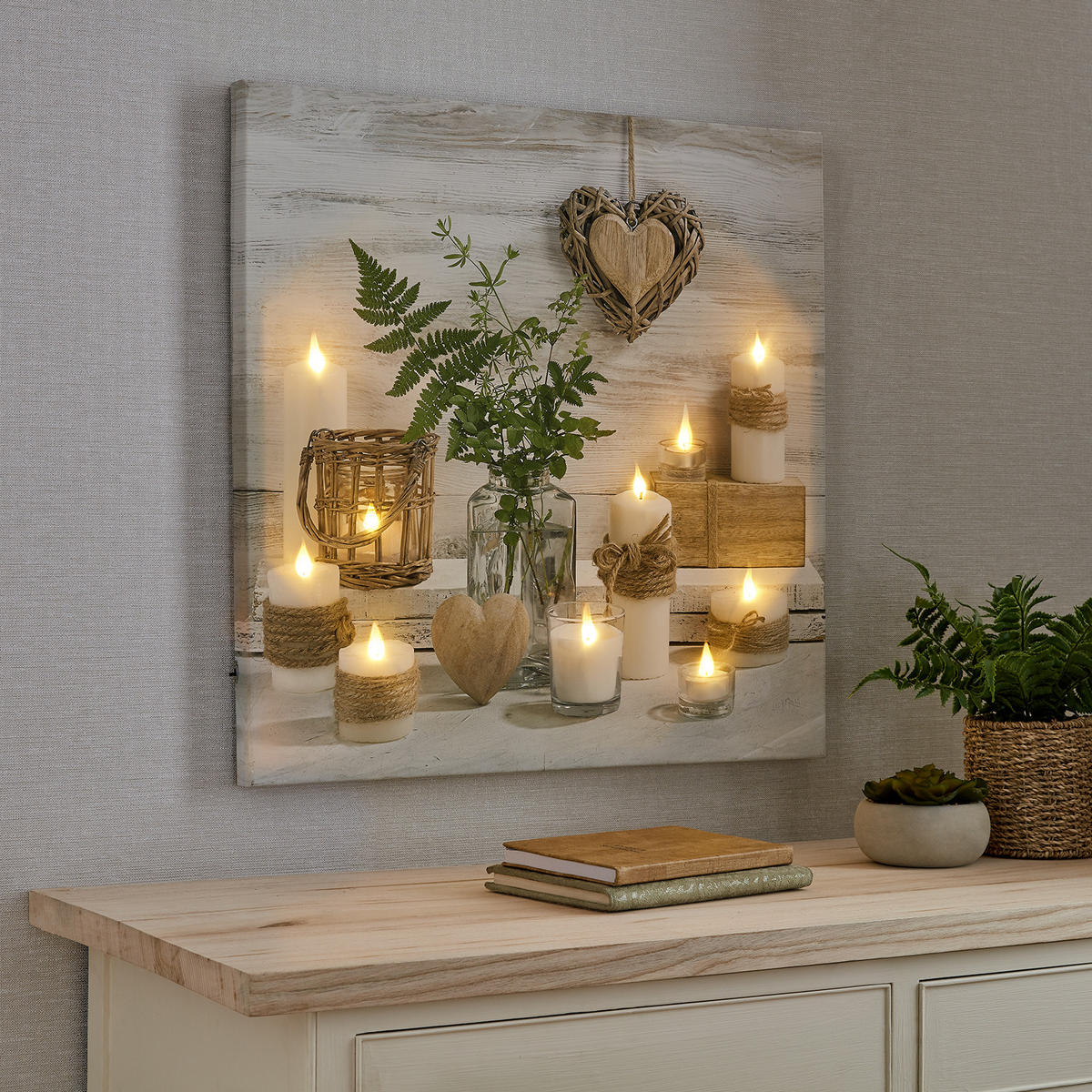 LEINWANDBILD Harmonie - 60x60 cm - Weiß/Grün, Holzwerkstoff (60/60cm) - Art for the Home