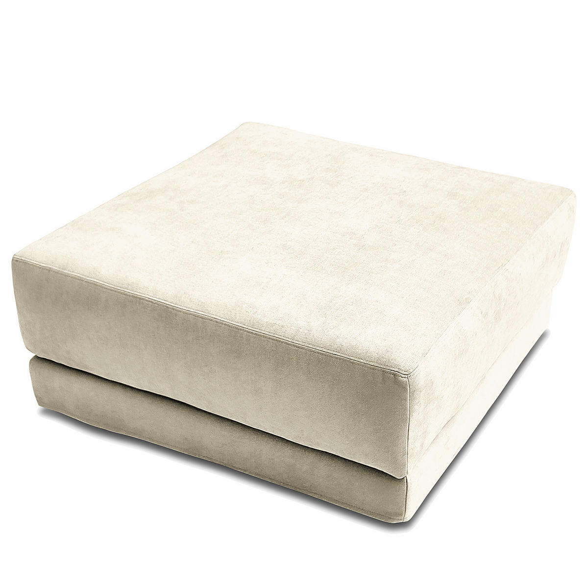 POLSTERHOCKER mit Wechselbezug - Webstoff - Creme/Schwarz, Holz/Kunststoff (92/45/92cm) - home24