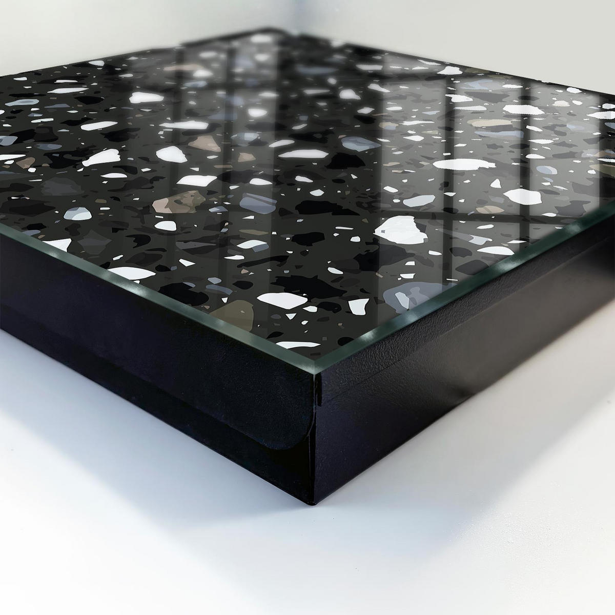SCHLÜSSELBOX Schwarz 30x30 cm- Türöffnung nach rechts - Stilvolles Mosaik - Schwarz, Metall (30/30/5cm) - TULUP